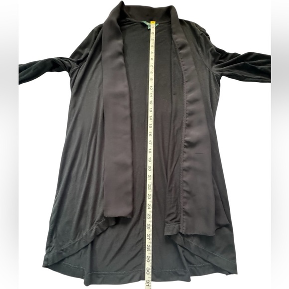 Lauren Ralph Lauren Black Drapey Open Front Long Sleeve Cardigan Size Medium - Picture 9 of 12